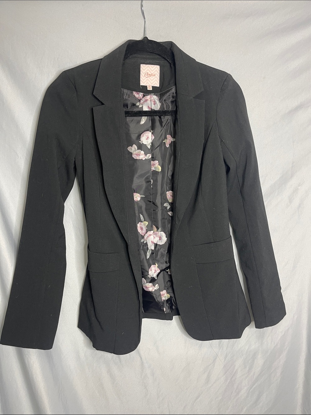 Black Women's Tailored Blazer with Floral Lining Inside